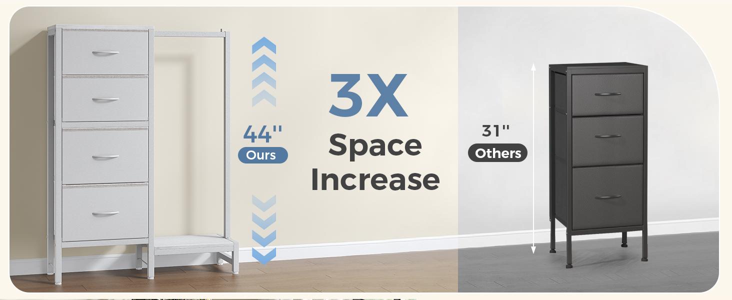 Dresser With Hanging Rack，Closet Organizer,With Hanging Rack With LED Lights & Charging Station,Wooden Top, for Home Living Room