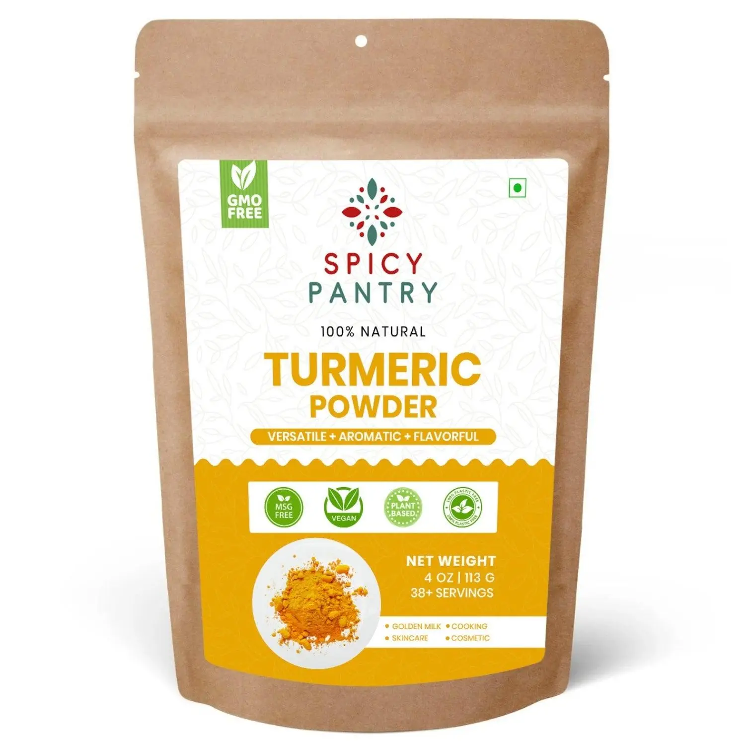 Spicy Pantry Turmeric Powder, 4 oz – Ground Haldi for Curries, Rice, Soups, Marinades & Golden Recipes