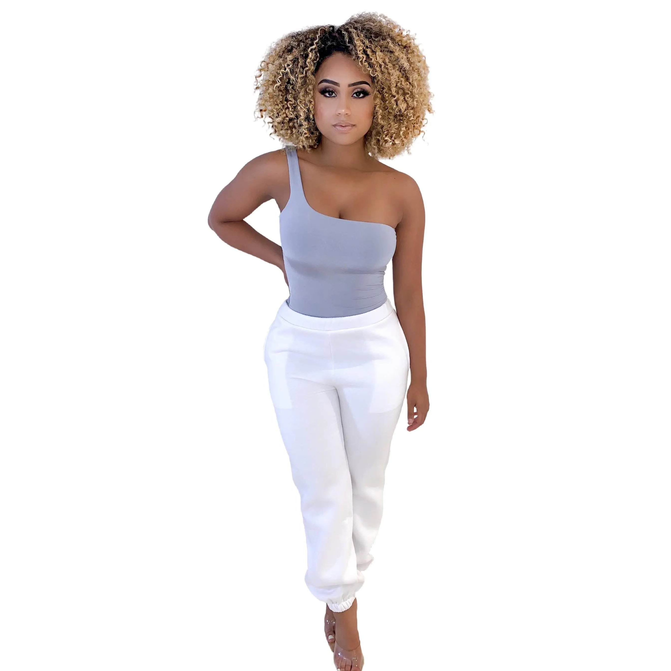 Yris One Shoulder Bodysuit - Grey/Silver