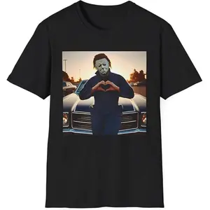 Michael Meyers Halloween Heart Hands Shirt, Michael Meyers Shirt, Horror Movie Shirt-- Vintage style Summer tee Give him/her a gift