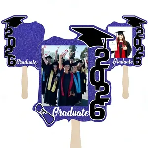 24 Pcs Class of 2026 Grad Fans! Double-Sided Photo Props & Party Favors for the Perfect Graduation Celebration