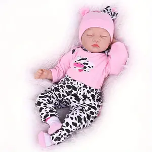 GUESSBELLY 22inch Newborn Sleeping 55cm Soft Vinyl Reborn Baby Doll Cloth Body Toy Lifelike Toddler Bebe Girl Gifts