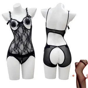 Women's Floral Lace Three-Piece Lingerie Set Exquisite Lace Babydoll Sleepwear Sophisticated One-Piece