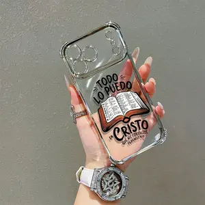 "Bible" Aesthetics - Christian Style Pattern Electroplated Airbag Shockproof Phone Case - Suitable for iPhone 17 Pro Max (16/15/14/13/12/11 Pro Max) - Quadrilateral Airbag Shockproof Transparent Protective Shell - Simple yet Practical