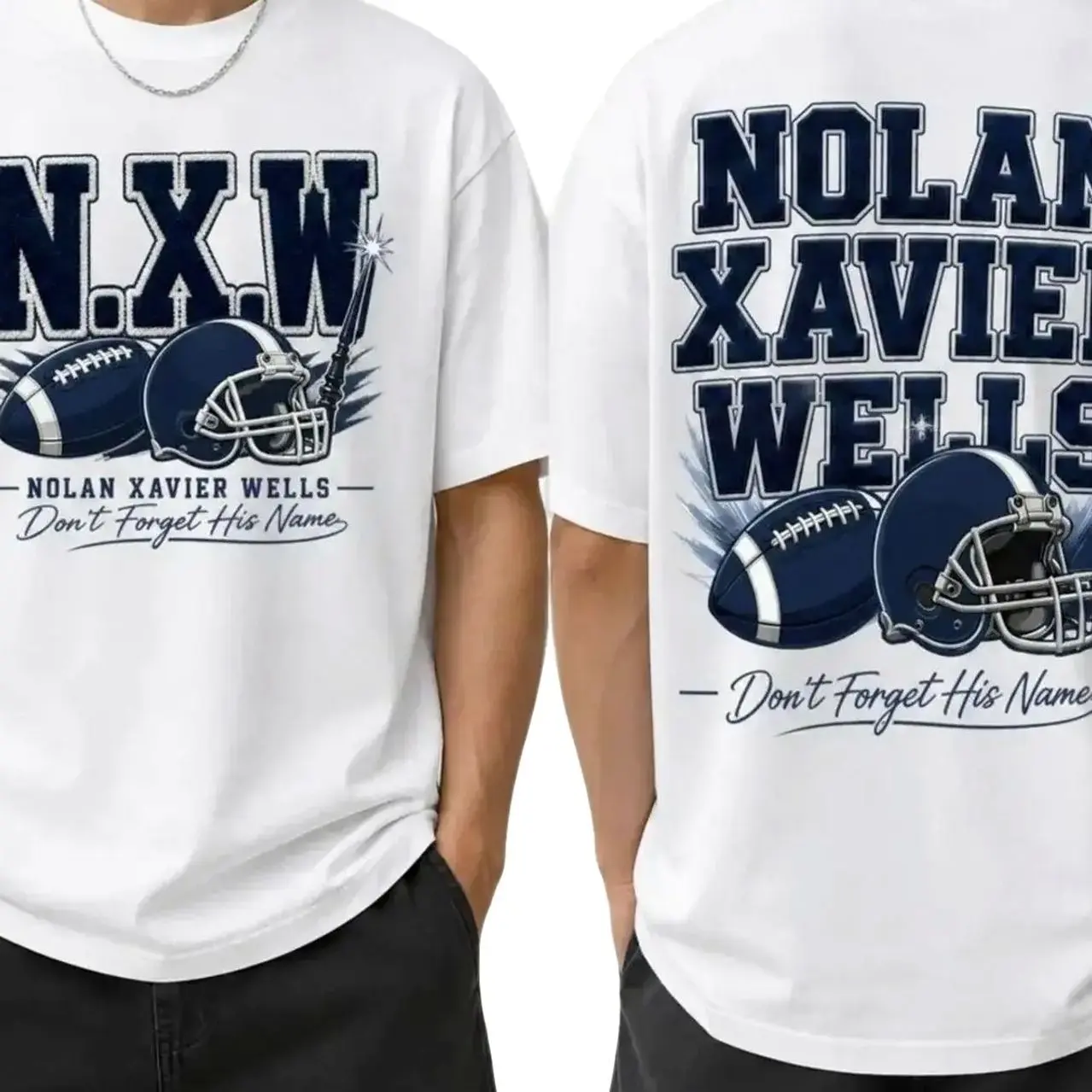 Nolan Xavier Wells Shirt, Dont Forget His Name T-Shirt, NXW Vintage Sports Tee, American Football Fan Oversized Heavyweight Cotton M
