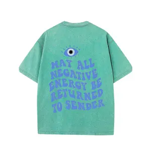 May All Negative Energy Be Returned To Sender Printing, Washed To Make Old T-Shirts, Casual Novel Men'S T-Shirts, Short-Sleeved Summer Shirts, Comfortable Fit, Fashionable Street Style Round Neck T-Shirts, Suitable For Daily And Outdoor.