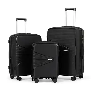 AAIVV Luggage Sets 3 Piece, TSA Lock Hardshell PP Travel Suitcase Set with Double Spinner Wheels, Durable Traveling Bag Luggage Sets (20/24/28in) Gift Back to School