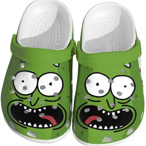Green Pickle Rick Clogs for Adults and Kids - Lightweight EVA Footwear with Breathable Design