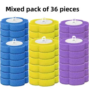 36PCS Refill 3 Layer Sponge Set Blue Purple Yellow Mixed Pack for Cleaning Bathtub Shampoo Storage Home Supplies - Box disposable toilet cleaning set bathroom  accessories toothbrush  holder Scrubber Pad Squeegee Scrubber disposable toilet brush