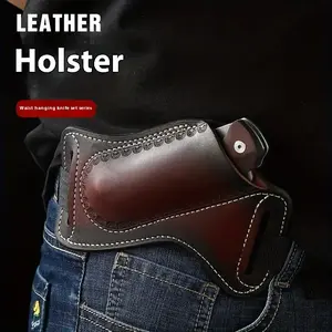 High-quality Genuine Leather Tactical Holster with Folding Knife Storage - Adjustable Waist Bag, Can Hold Tools and Accessories, Brown and Black Design, Perfect for Outdoor or Daily Use, Leather Holster