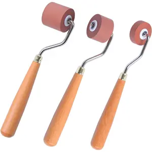 Rubber Brayer Roller for Printmaking, Ideal for Anti Skid Tape Construction Tools, Print,Craft Stamping Brayers for Wallpapers and Scrapbooks (0.4"+0.8"+1.18")