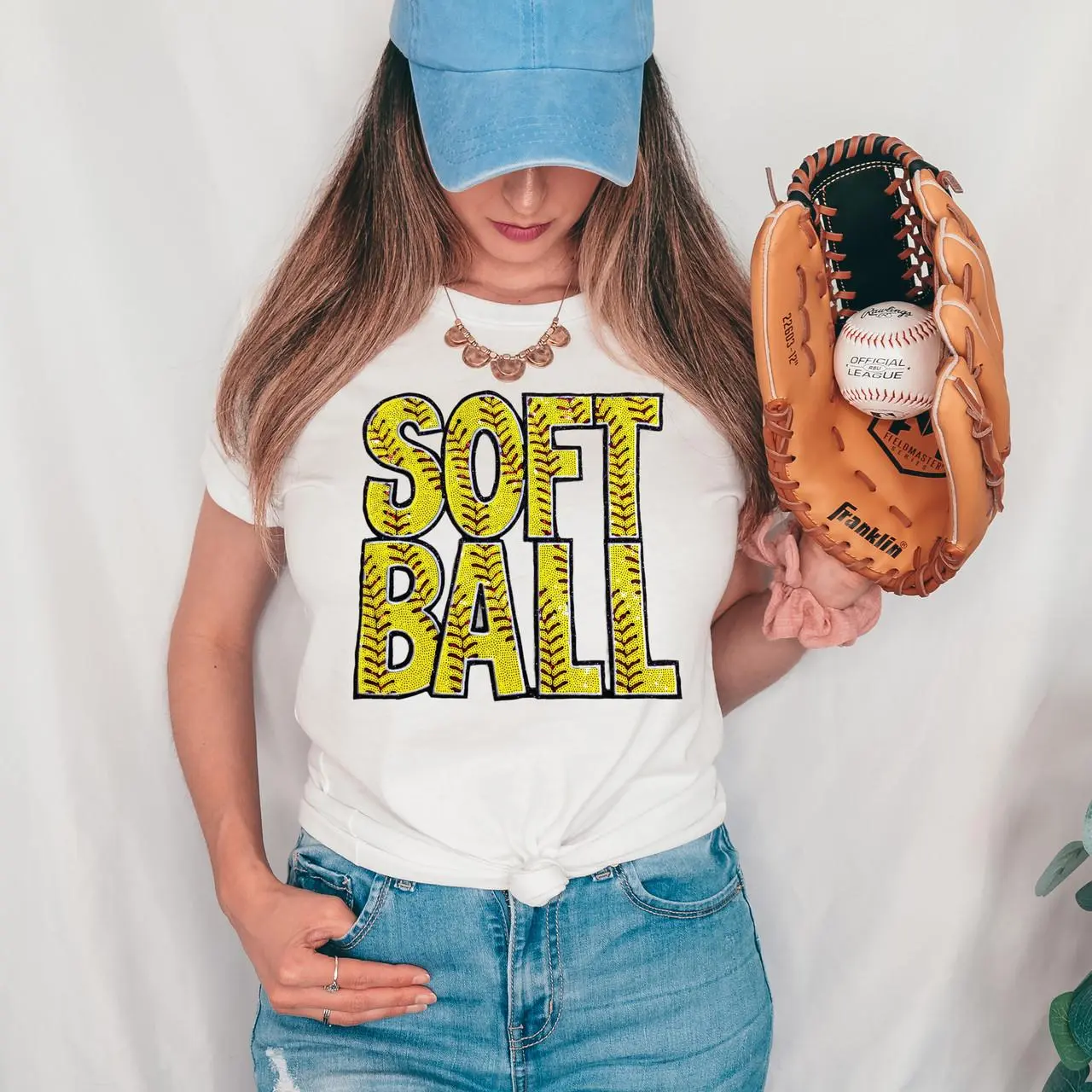Softball Words Sequins Patch