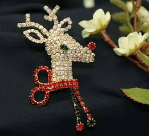 Dazzling Reindeer Christmas Jewelry Stones Brooch, Rhinestone Xmas Reindeer Rudolph Pin, Holiday Jewelry Gift