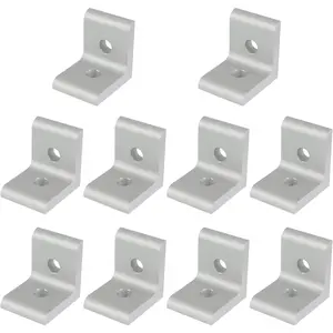 10 Packs 1010 Series Aluminum 2 Hole Inside Corner Bracket, Aluminum Extrusion Brackets, L Bracket Connector for Extruded Aluminum Extrusion