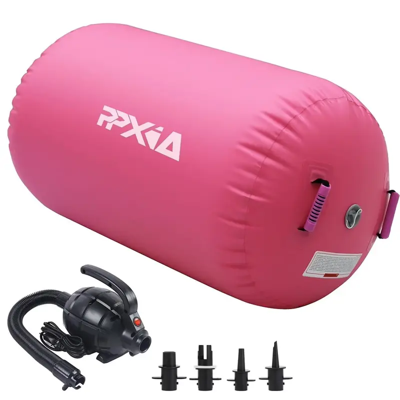PVC Inflatable Air Roller Gymnastics Barrel - Multi-Size (39.37in*23.6in, 47.2in*35.4in), Durable, Elastic, Superior Airtightness, Beach/Park Ready - Tumbling & Back Handspring Training Equipment with Pump for Home Yoga Use, Great Gift, Durability