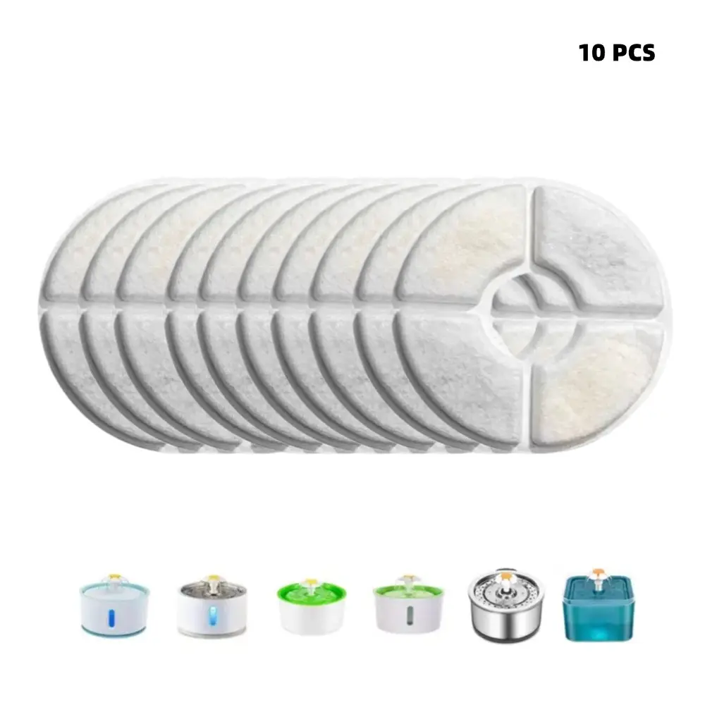 10 Pack Cat & Dog Water Dispenser Filter Cartridges, Round Replacement Filters for Pet Water Fountain Drinking Machines, Healthy Pet Hydration Solution