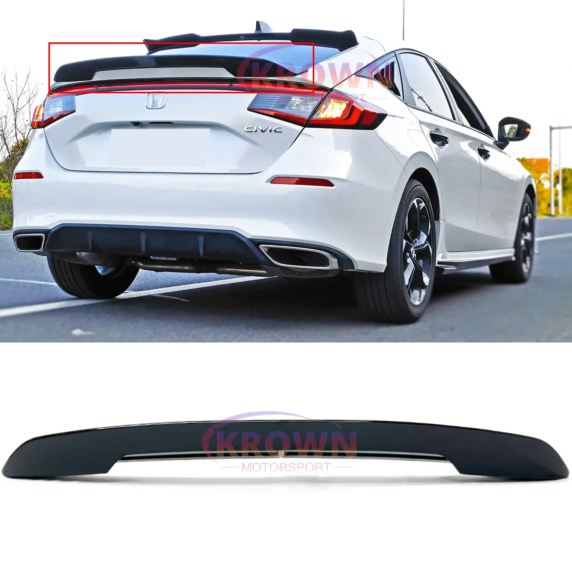 FOR 2022-2026 HONDA CIVIC HATCHBACK GLOSS BLACK MC STYLE REAR TRUNK SPOILER WING