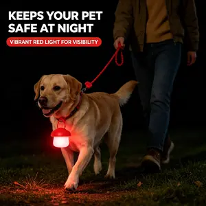 Waterproof Mushroom LED Pet Collar Light | 3 Lighting Modes Flashing Safety Blinker for Night Dog Walking, Silicone Clip-On Night Pendant Charm