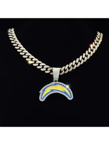 Best-selling Full Diamond Los Angeles Lightning NFL Team Necklace Cuban Chain Accessory Pendant Hip-hop Style