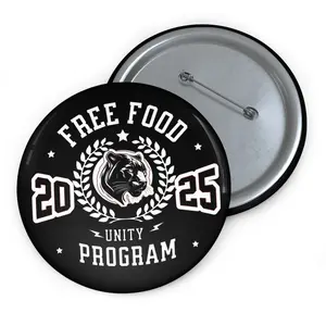 Custom "Free Food Program" Pin Buttons, Student Accessories, Black Panther, canvas bags, Pin back buttons