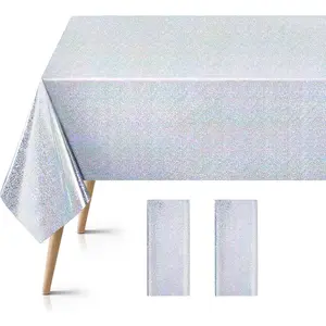 2 count  Holographic Foil Tablecloths - 54x108 Durable Table Cover with a Magical , Simplistic Luxury for Parties, Weddings, and Showers, Add a Sparkling Touch to Your Special Events