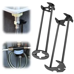 2PCS Multifunctional Sink Wrench, 7 Sizes Four-jaw Hex Spanner Universal Under Sink Plumbing Tools, Adjustable Socket Wrench, Basin Faucet Tight Spaces Sink Tool