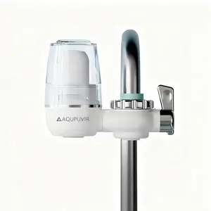 AQUPUVIR Ceramic Water Filter, NSF-certified for efficient removal of heavy metal impurities, reduces skin irritation, suitable for most household faucets, includes 1 reusable ceramic filter cartridge, transparent window, dual water outlet modes.