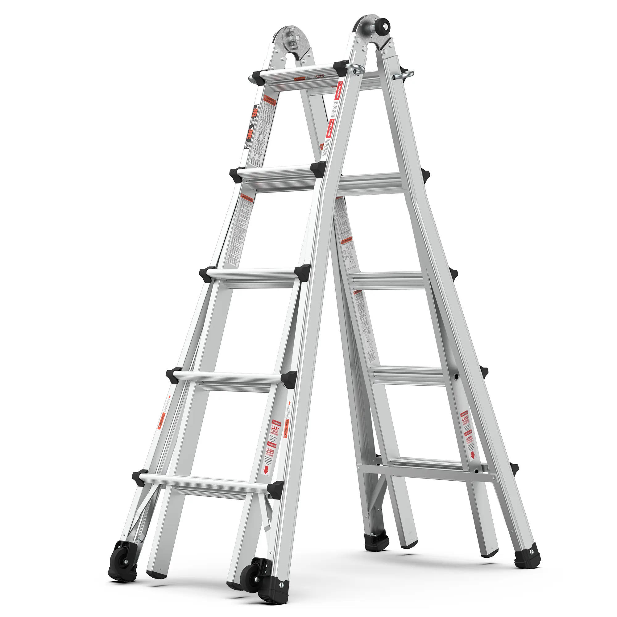 YYDS Aluminum Adjustable A-Frame Multi-Position Ladder with Wheels, 22ft, 300 lbs (136 kg) Weight Rating, 90-Degree Angle Capability, Quick and Easy Adjustments, Enhanced Safety Features, Convenient Mobility, Robust And Reliable