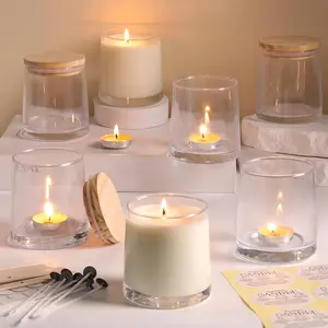 12 Pack Clear Candle Jars for Making Candles- 9 OZ Empty Glass Candle Making Jars with Making Kits, Candle Making Supplies Candle Containers for  DIY & GIFS