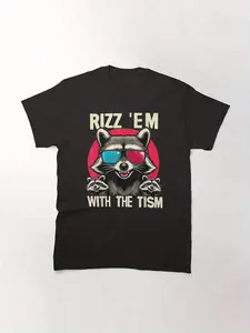 Rizz 'Em With The Tism Shirt, Men's Round Neck Comfortable Breathable T-Shirt, Summer Casual Fashion Tops
