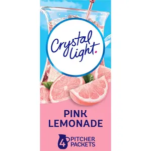 Crystal Light Sugar-Free Pink Lemonade Naturally Flavored Powdered Drink Mix 4 Count Pitcher Packets
