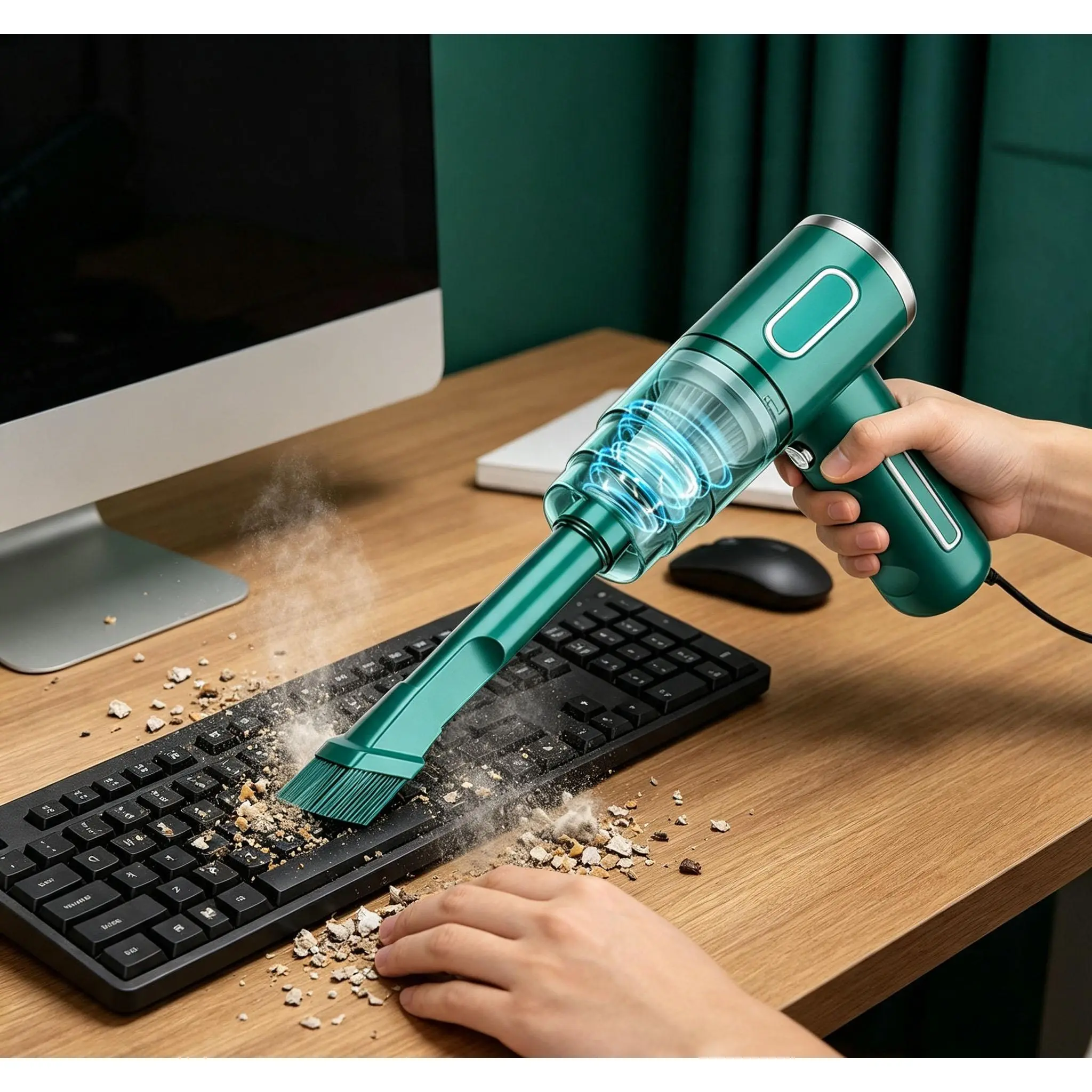 5-in-1 Cordless Portable Handheld Vacuum Cleaner, 29000PA Strong Suction, Ultra-Light USB Rechargeable, 3 Replacement Nozzles, Wet-Dry Use, Mini Vac for Auto Interior & Household Cleaning