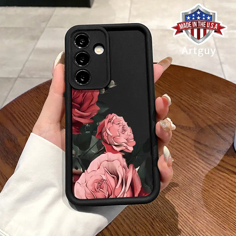 Silicone Phone Case for Samsung S22, S23, S24, S25 - Red & Pink Roses Design, Advanced Fashion Gift, Anti-Scratch, Shockproof TPU Bumper, Drop-Proof Cover, Accessories