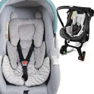 3-in-1 Reversible Baby Car Seat Head Support Cushion Breathable Cotton Newborn Head Body Support Pillow for Boys Girls Strollers Rocking Chairs Cribs Gray