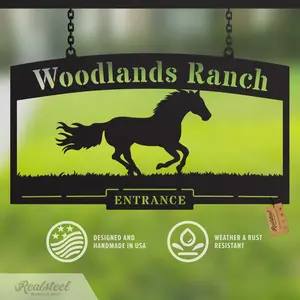 Personalized Farm Ranch Sign – Running Horse