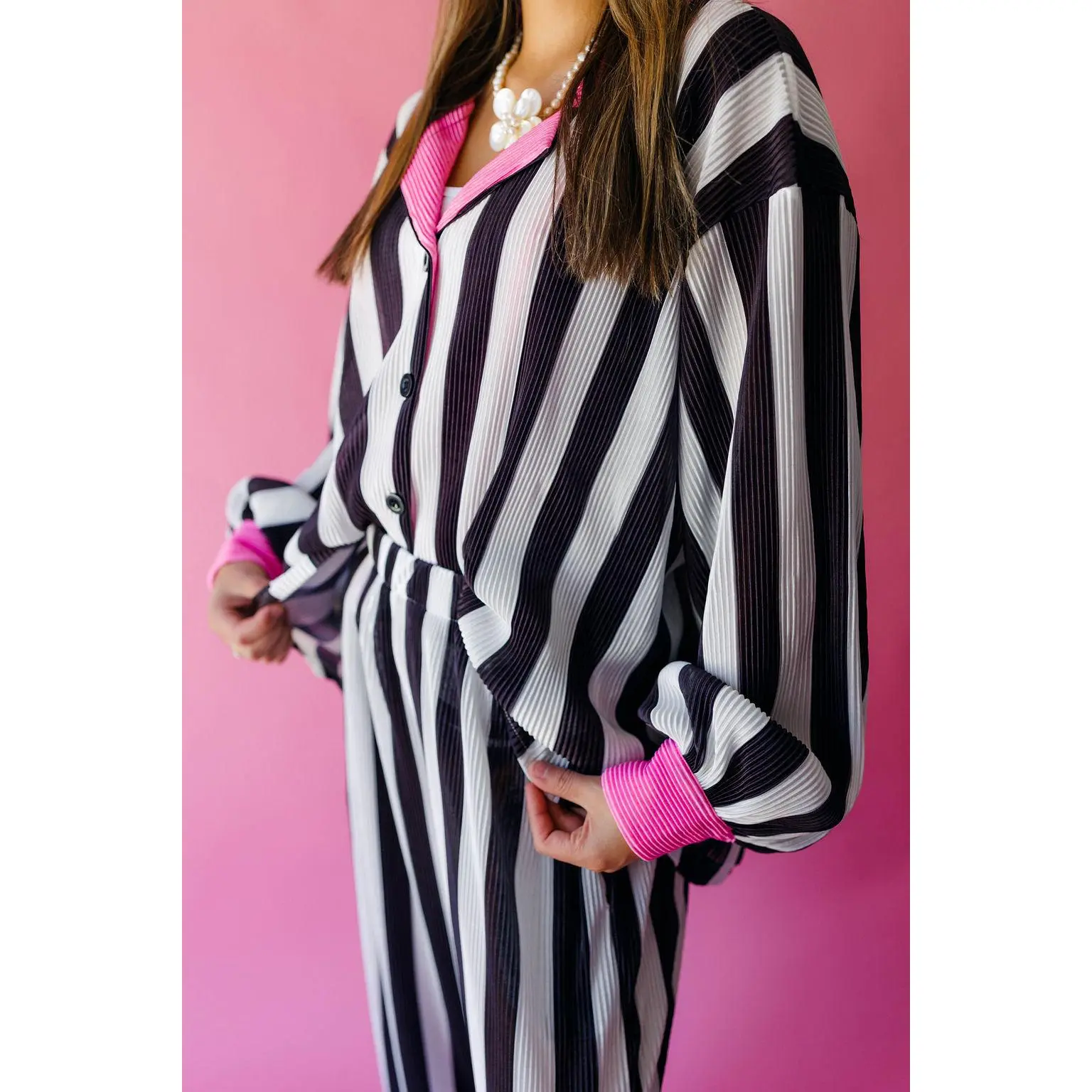TABY ORIGINAL: Pretty In Flames Long Sleeve Plisse Pant Set in Sizes XS-5X***