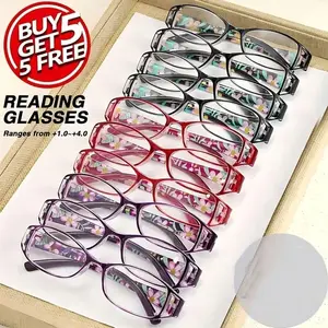 10PCS Women's Fashion Vintage Square Reading Glasses, HD Clear Lens, +1.0 to +4.0 Strength, Lightweight Durable PC Material, Reading Eyeglasses, Daily Computer Office Book Use