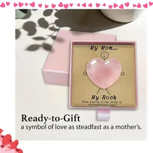 Crystal Gift for Mom – Rose Quartz Heart Keepsake, Mother’s Day Gift from Daughter or Son, Birthday Gift for Mom, Pocket Healing Crystal, Sentimental Mum Gift & Decorative Heart Stone for Women (Mom)