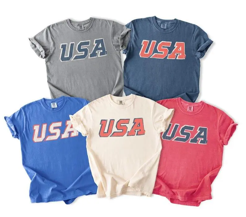 Comfort Colors Unisex Vintage USA Tee. Patriotic July 4th Red, White and Blue. Perfect 250th USA Birthday Gift, USA Shirt, 4th of July Shirt.