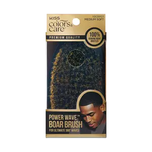 Kiss Colors & Care 360 Power Wave Premium Palm Boar Brush - Medium Soft