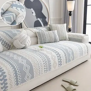 1PC Personalized Geometric Style Simple Pattern Ethnic Style Sofa Cushion Sofa Cover Fashionable Home Aesthetics Soft Breathable Cool Anti Ice Anti Slip Cat Scratch Wear-Resistant Suitable For 1 To 4 Seater Sofas