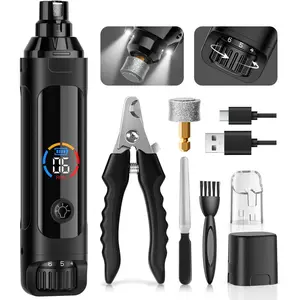 Grinder, 6-Speed Quiet Electric   Trimmers,   Clippers with File for Small Medium Large , Cats, Rechargeable Pet Paw Grooming Supplies Kit, 2 Grinding Wheels (Black) Nail dog led swaddle wrap