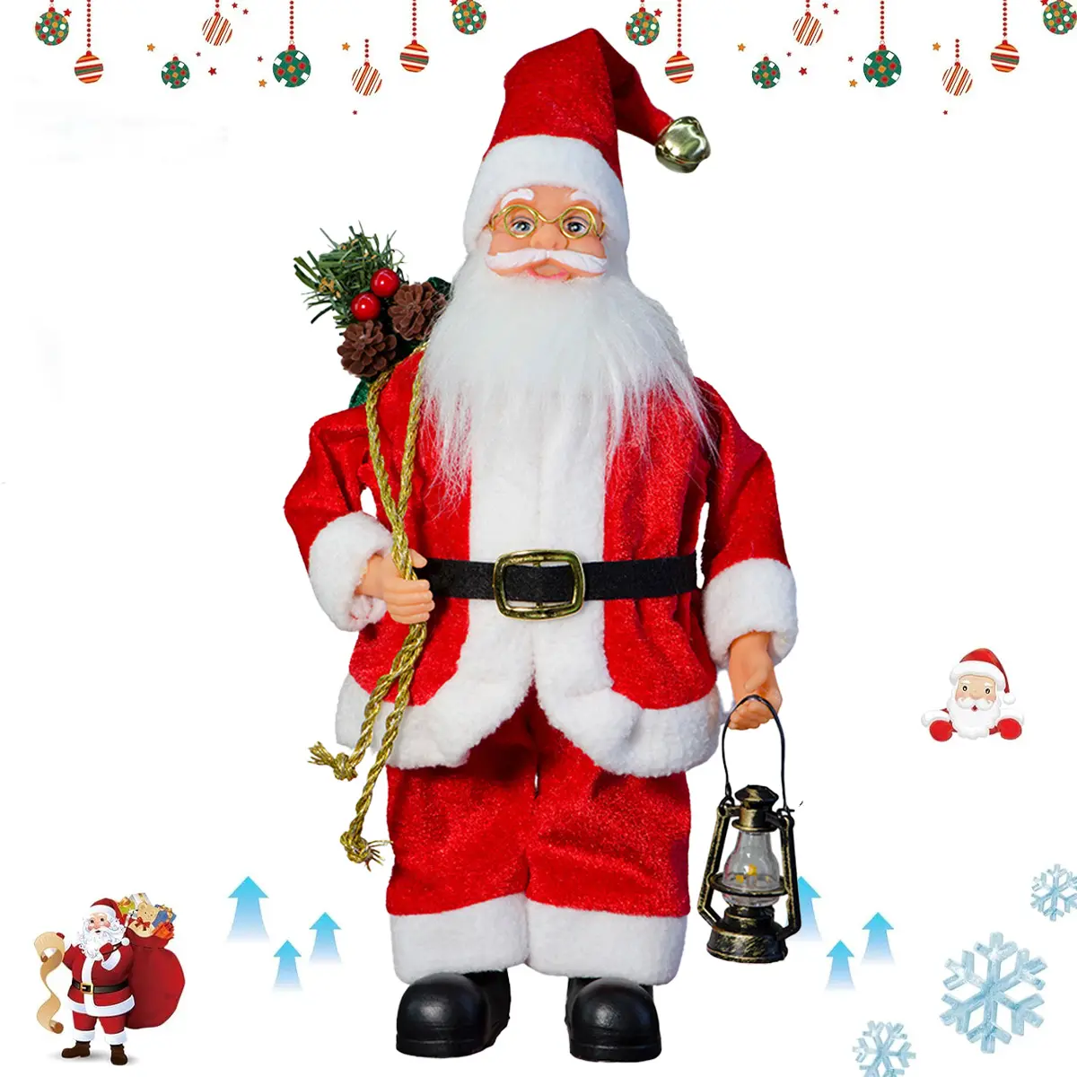 Santa Hand Crafted  Coat Santa Claus Figurines Doll  Christmas Decoration for Home Office Table Xmas Party Ornament Gift