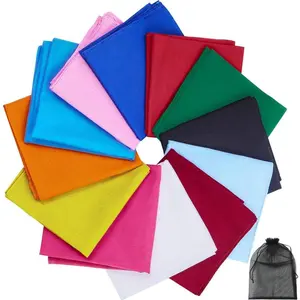 12 count Assorted Solid Colors Cotton Multifunctional Bandana Handkerchiefs Headbands