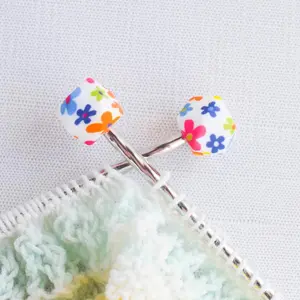Bright Floral Hexagon Silicone Stitch Stoppers - Set of 2