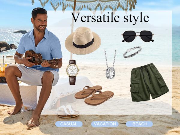 COOFANDY Men's Casual Button Down Shirts Short Sleeve Textured Summer Beach Shirt