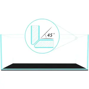 6.4 Gal Shallow Rimless Low Iron Fish  Nova Clear Ultra-White 45? Mitered Edges Translucent Glass Anata Series Aquarium w/Black  Leveling Mat