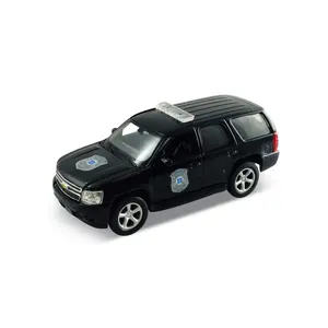 2008 Chevy Tahoe Police Black 4.5" Diecast Model Pullback - Welly - 43607BP
