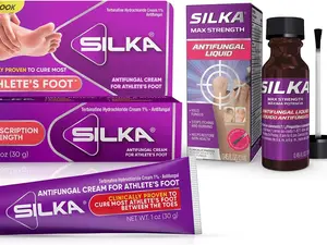Silka Max Strength Antifungal Liquid & Cream Set - Powerful Relief for Toenail Fungus, Athlete's Foot, and Ringworm, Itch and Burn Relief