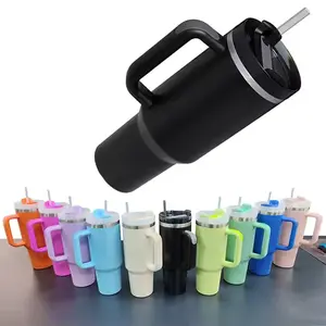 40 oz Tumbler with Handle and Straw Double Wall Vacuum Reusable Insulated Cup Leak Proof Stainless Steel Coffee Travel Mug Bottle Drinkware